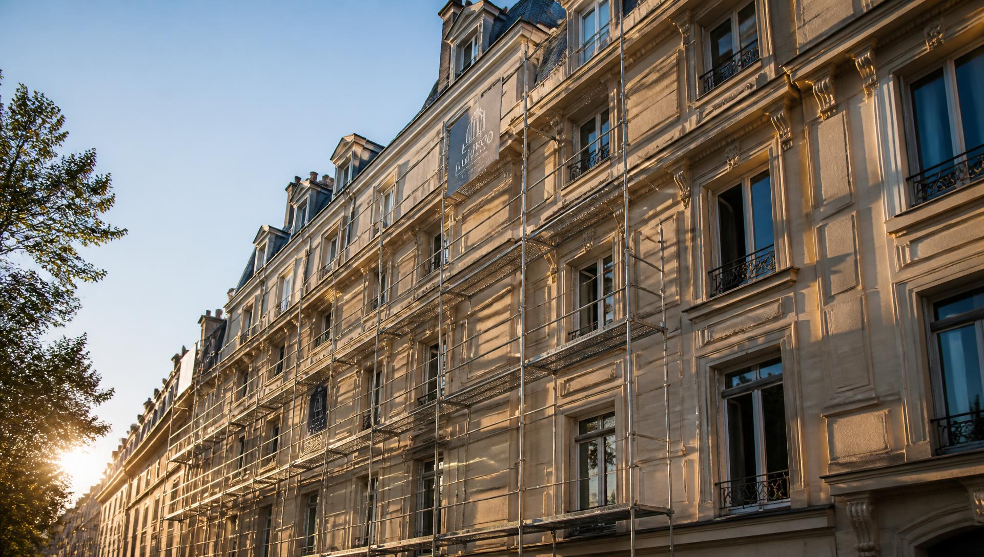 Façade d'immeuble en cours de rénovation